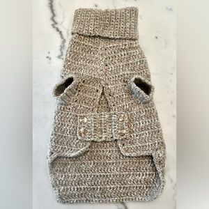 Gorgeous hand crochet 100% Washable Merino Wool Dog Coat/Sweater, beige/oatmeal